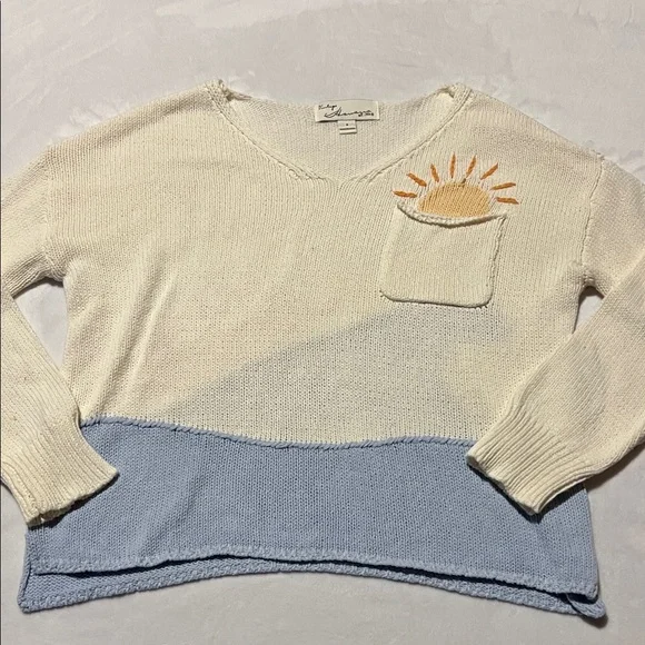 Vintage Havana beach sweater oversized slouchy embroidered waves sunset - Picture 9 of 11